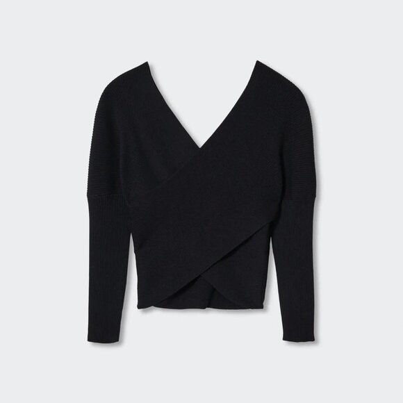 Mango Women's Double-breasted Cropped Sweater Black - Picture 6 of 8